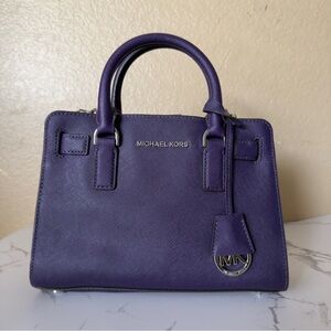 Michael Kors Saffiano Leather Dillion Satchel Iris